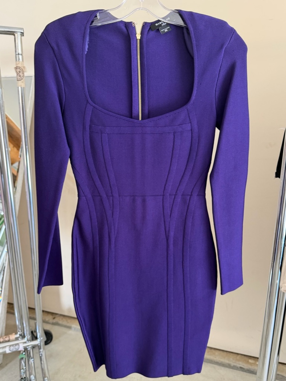 Marciano Purple Long-Sleeve Bodycon Dress